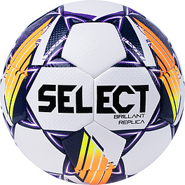 Мяч футб. SELECT Brillant Replica V23, 0994868096, р.4, 32пан, гл.ПВХ, маш.сш, бело-фиолетово-оранж